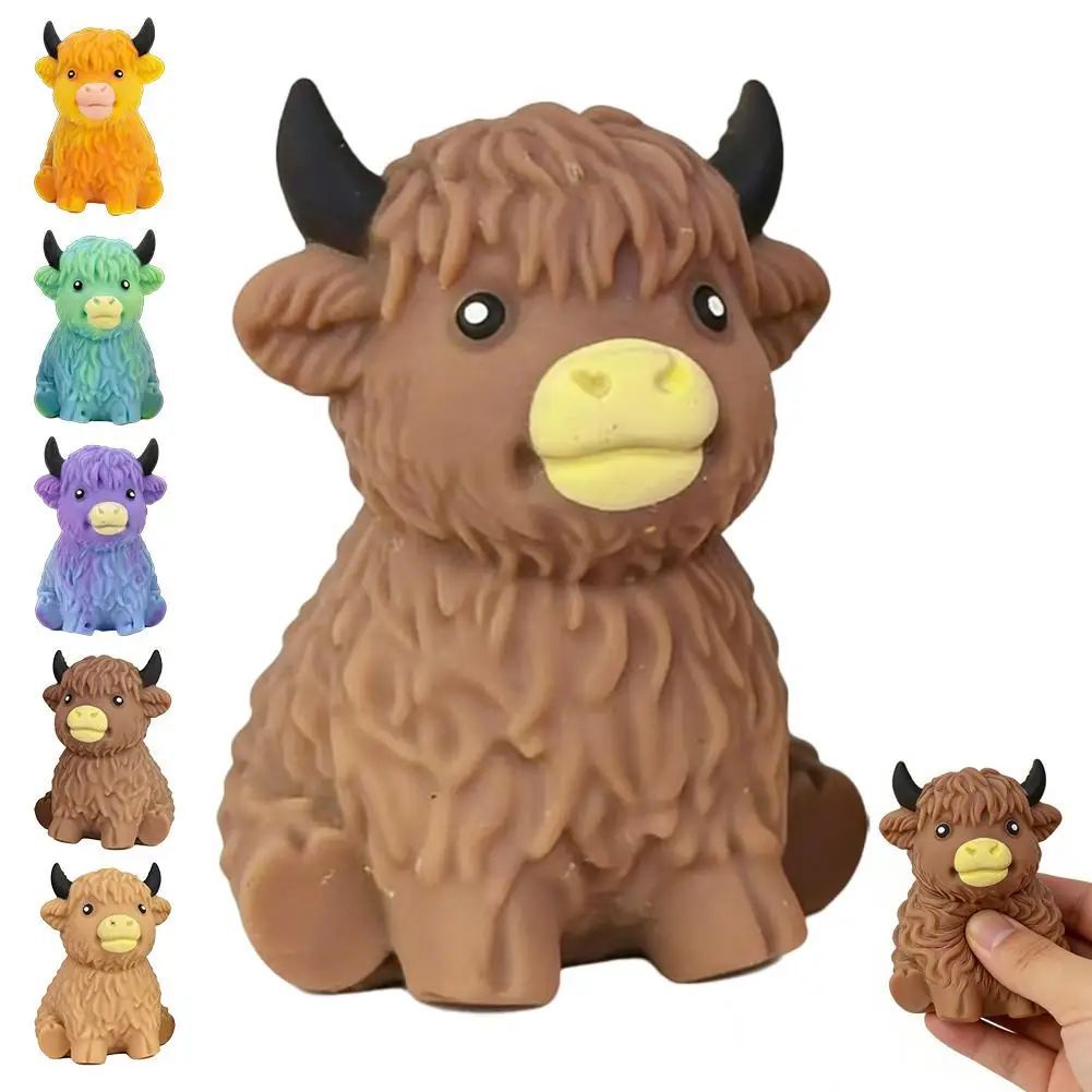 Novelty Gifts - 手作りのかわいいスコットランド高地牛のブラインドボックス。弾力があり、ゆっくりと元の形に戻る、触覚を刺激するスクイーズおもちゃ。ストレス解消に役立つ、手で触って遊べるギフト。