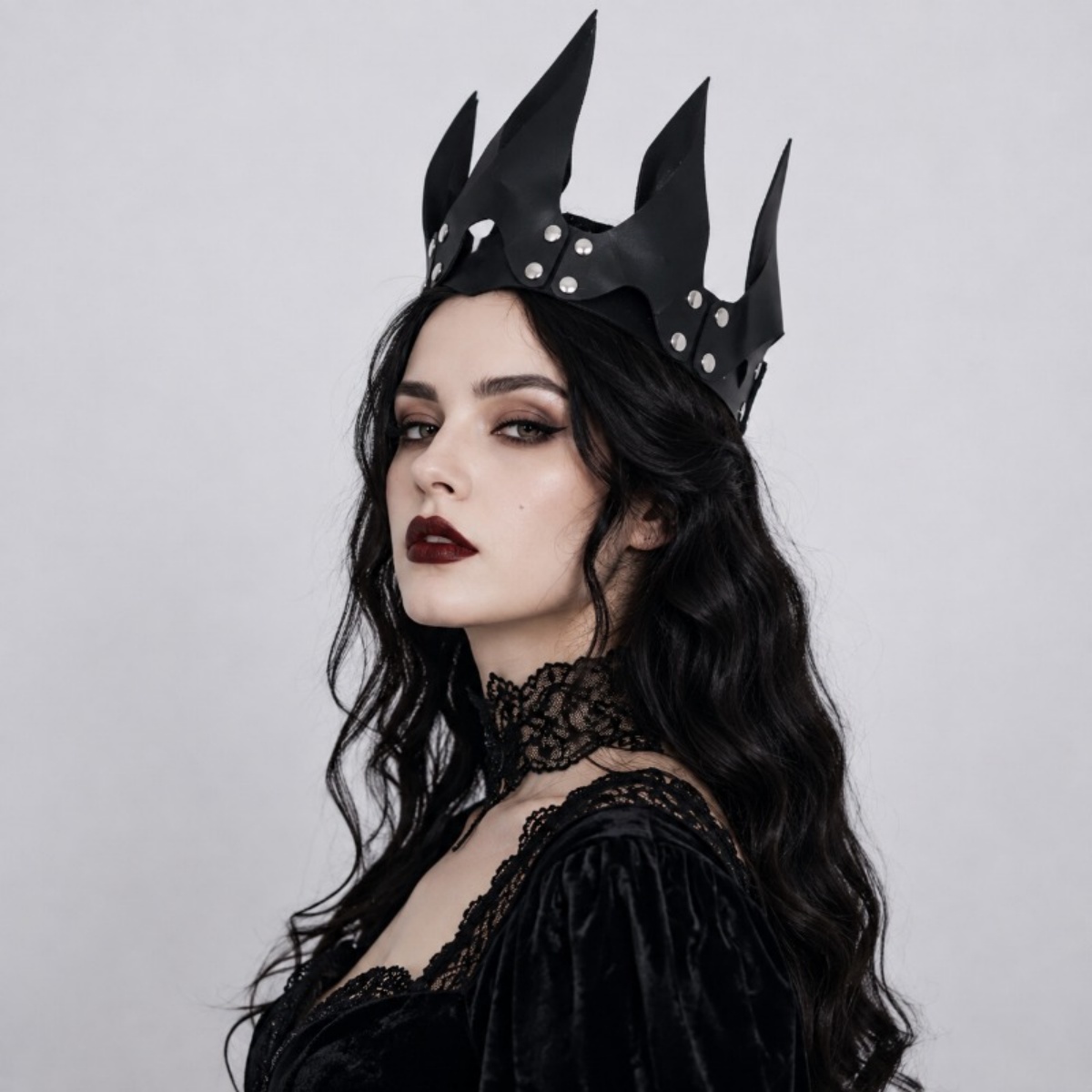 Costumes - ハロウィーン用、女性向け炎の王冠ヘッドドレス、ゴシック風悪魔女王コスチューム王冠、ダークパンク風コスプレ衣装、仮装パーティー、ロールプレイング用。