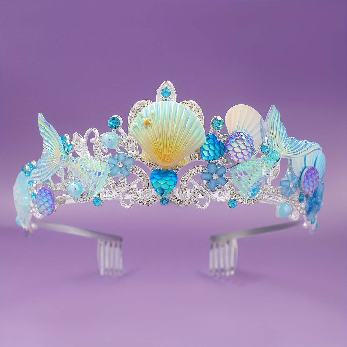 Party Supplies - 2025年新作 マーメイドヘアコームクラウン オーシャンシリーズ 合金クラウン 可愛い子供用ヘッドバンド 誕生日プレゼント