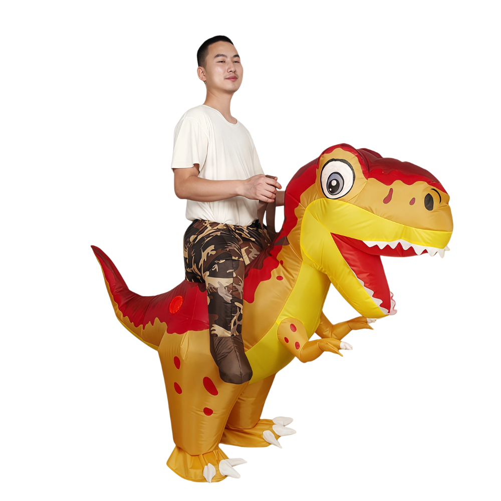 大人用インフレータブルライドオンコスチューム、恐竜・ロバ・ブ - Inflatable Dinosaur Costume Adult のレビューと価格