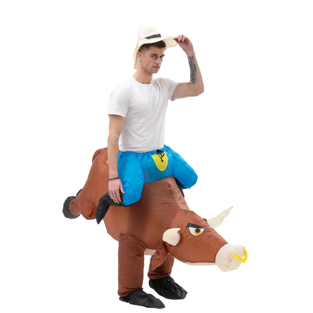 大人用インフレータブルライドオンコスチューム、恐竜・ロバ・ブ - Inflatable Dinosaur Costume Adult のレビューと価格