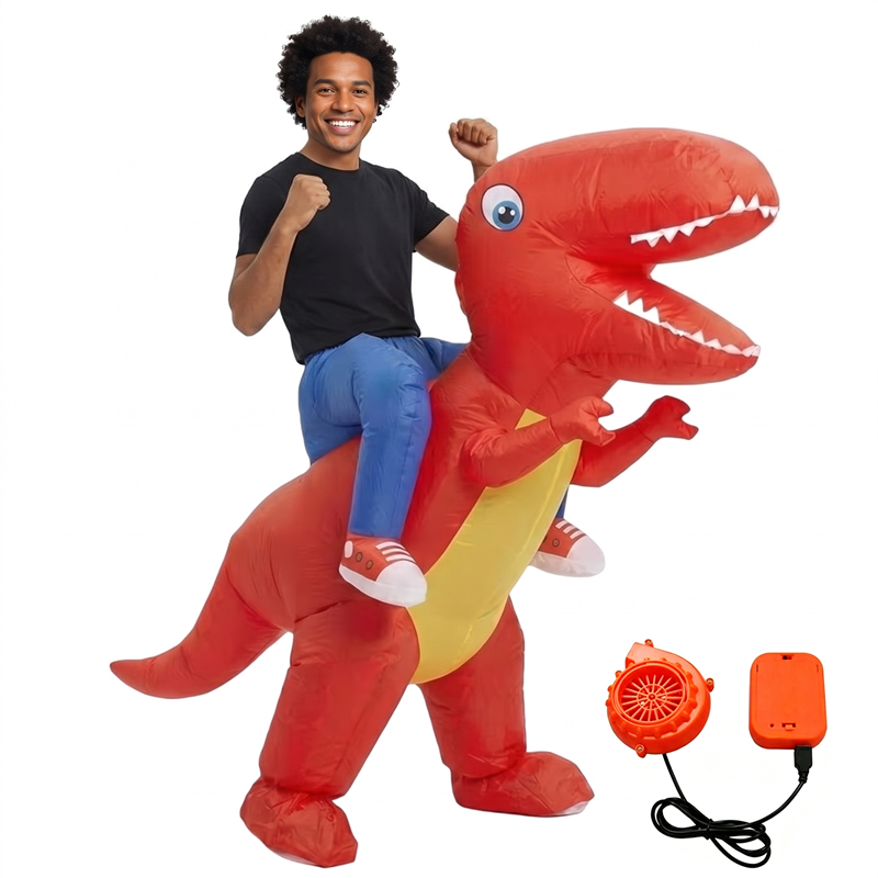 大人用、空気で膨らませて乗れるティラノサウルスのコスチューム - Inflatable Dinosaur Costume Adult のレビューと価格