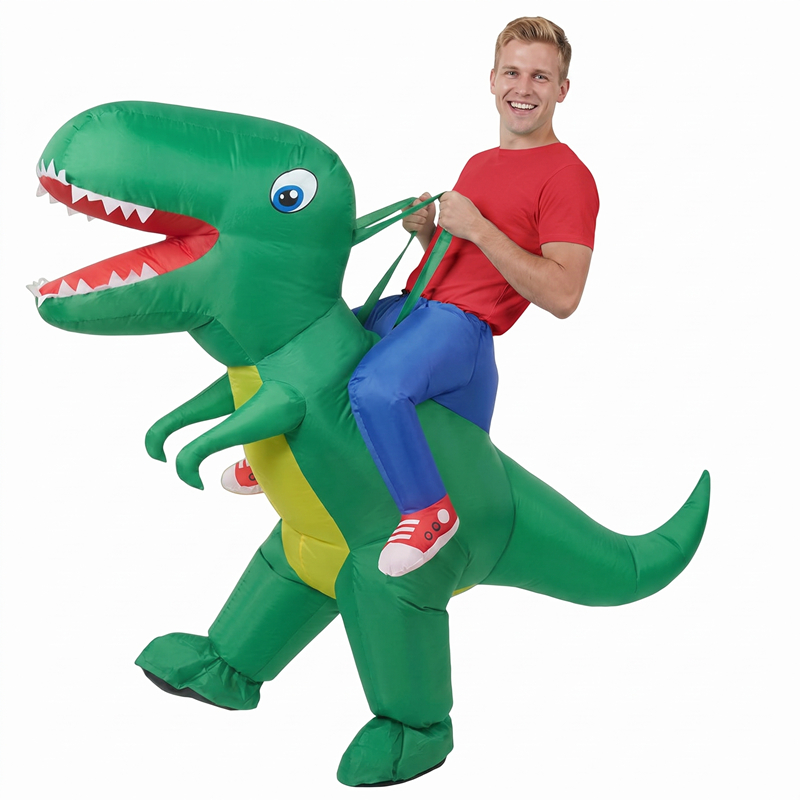大人用、空気で膨らませて乗れるティラノサウルスのコスチューム - Inflatable Dinosaur Costume Adult のレビューと価格