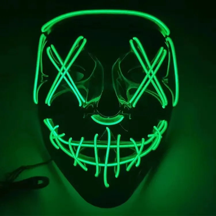 大人も子供も楽しめる、ハロウィーンのネオンLEDマスク。暗闇 - Led Purge Mask Halloween のレビューと価格