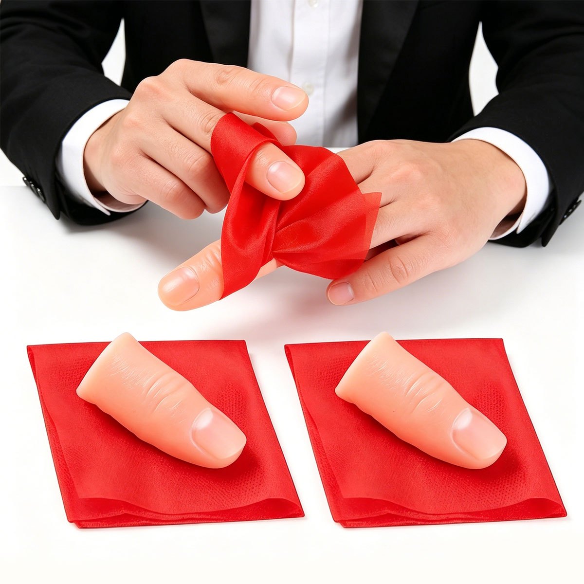 3セットのスカーフバニッシュサムチップマジックセット – ス - Thumb Tip Magic Trick Set のレビューと価格